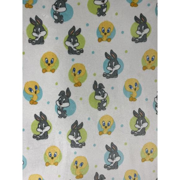 Looney Toons Baby Blanket Bugs Bunny Tweety Bird Green Blue Circles - Picture 8 of 8